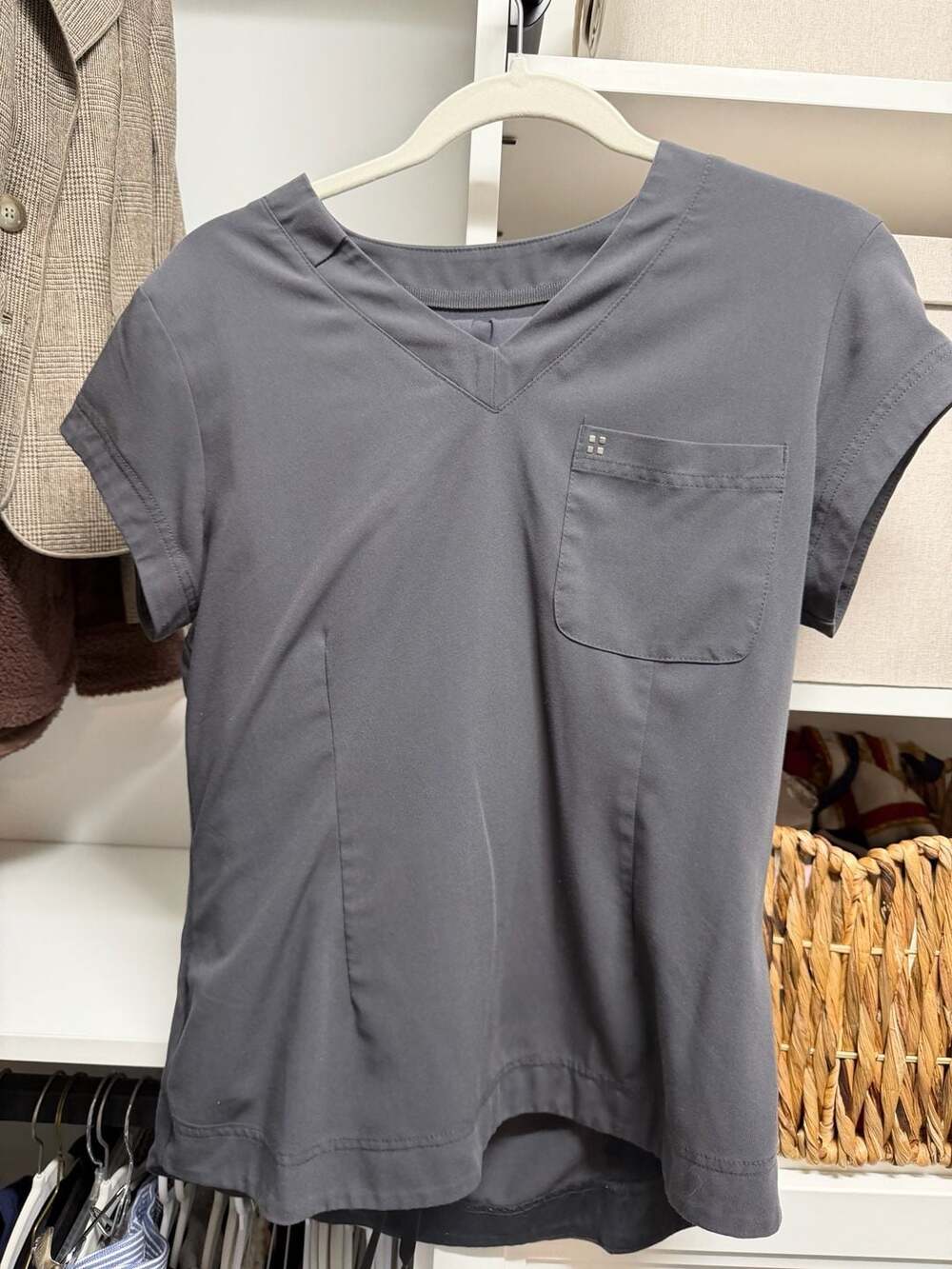 White Cross CRFT V-Neck Scrub Top with Single Chest Pocket and Matching Wide Leg
